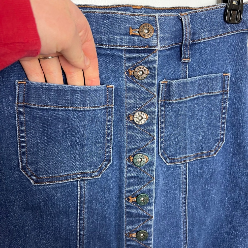 J.Crew Stretch Denim Button‎ Front Mini Skirt Dark Wash Blue Womens size 00 - Picture 2 of 5